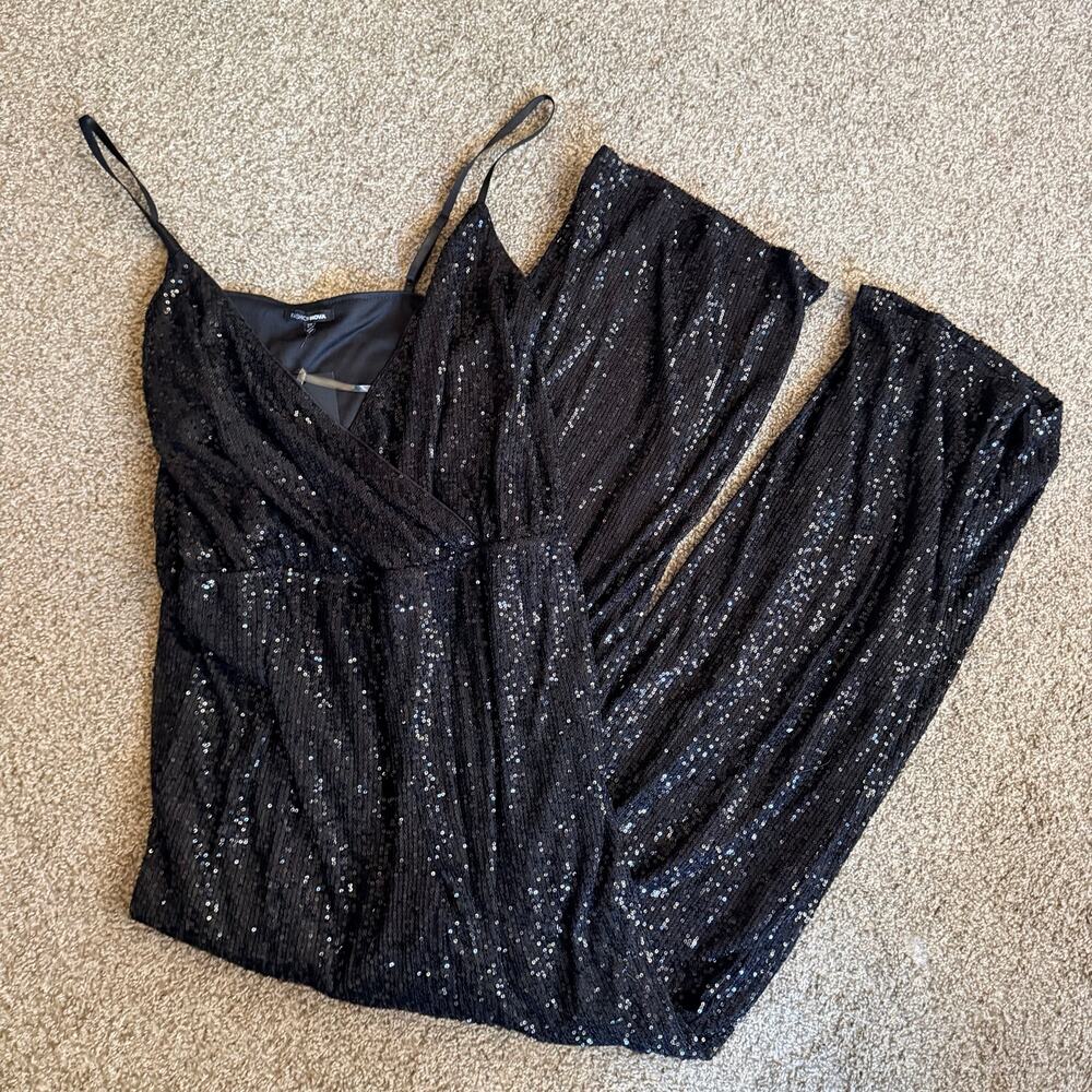 Fashion Nova Jumpsuit Black Sequins Plus Size 2X New With Tags